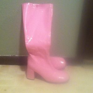 Baby pink knee boots