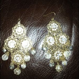 Gold and crystal rhinestone chandilier earrings.