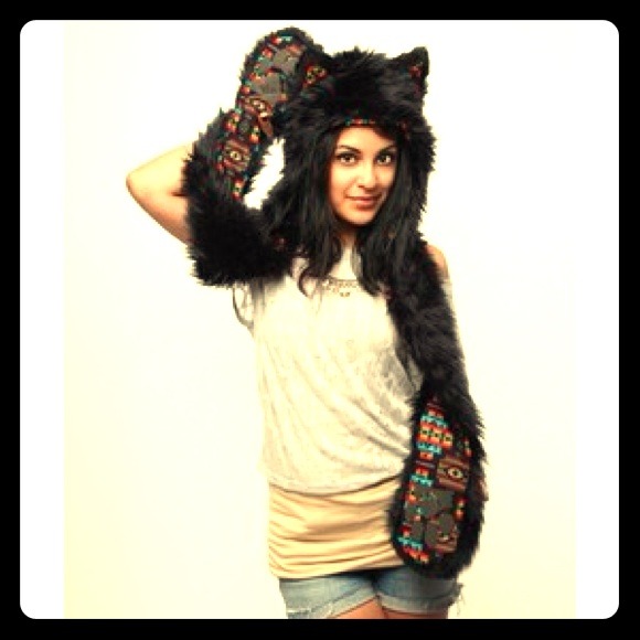 Navajo black wolf spirithood spirit hood brand new
