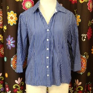 Tops - Blue & white stripe collared button down shirt Tops - Blue & white stripe collared button down shirt