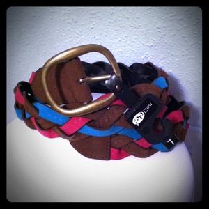 New Hot Pink, Brown, & Aqua Braided Belt