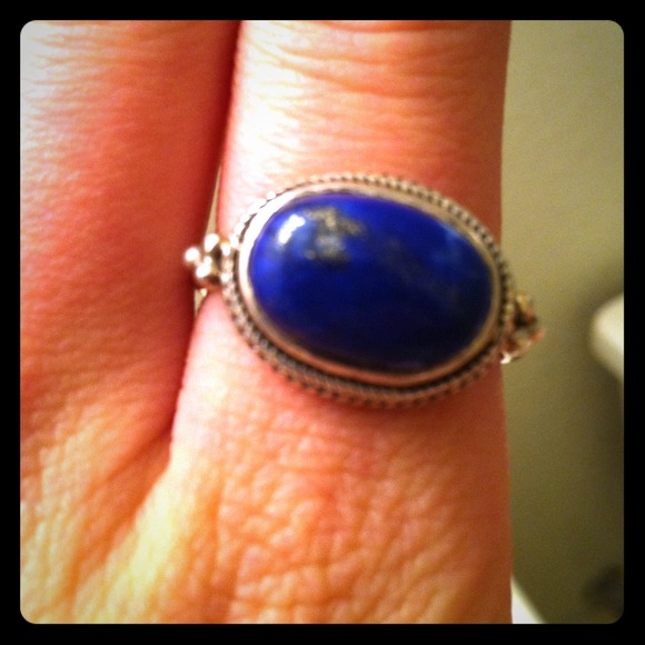 Deep blue lapis and sterling silver ring