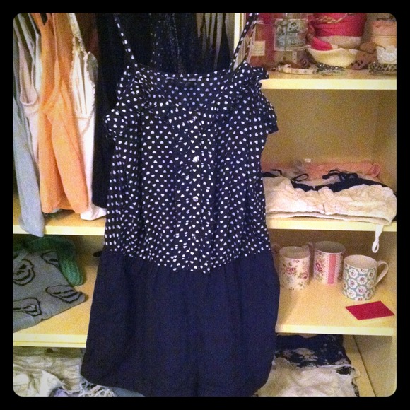 Express navy blue heart romper