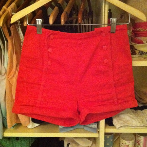 Cooperative red high waisted sailor shorts