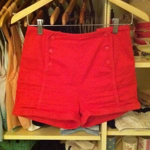 Cooperative red high waisted sailor shorts