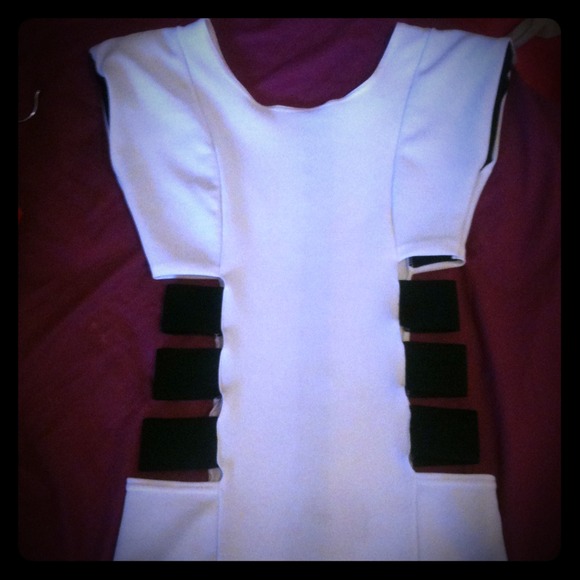 White BodyCob Dress with Slashed Sides
