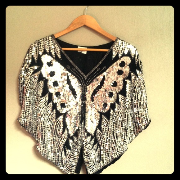 Beautiful vintage sparkly butterfly top