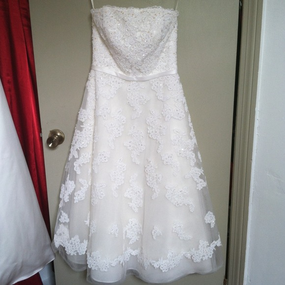 Lace overlay ivory gown