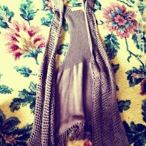 Guess vest,wooden sparkle bracelet, freepeople top