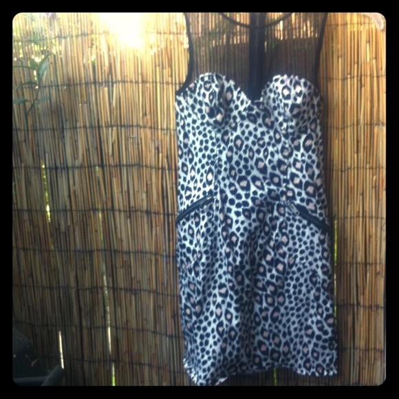 H&M Dresses & Skirts - Pink leopard print sweetheart dress. Sheer