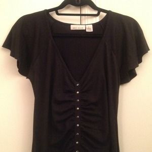 DKNY Dresses & Skirts - DKNY dress studded ruched flutter sleeves DKNY Dresses & Skirts - DKNY dress studded ruched flutter sleeves