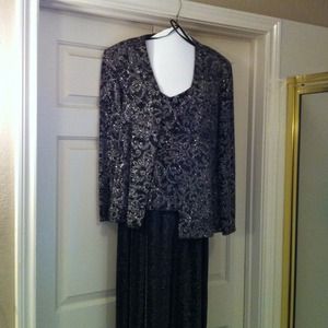 Full length evening dress and jacket.