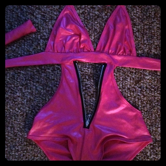 Pink monokini with zipper...no tags but never worn