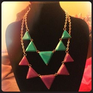 Amethyst purple triangle necklace