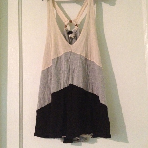 Creme, Grey, & Black layered top.