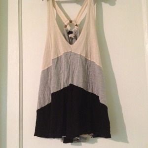 Creme, Grey, & Black layered top.