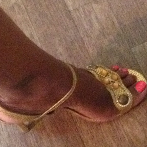 Gold python topaz heels
