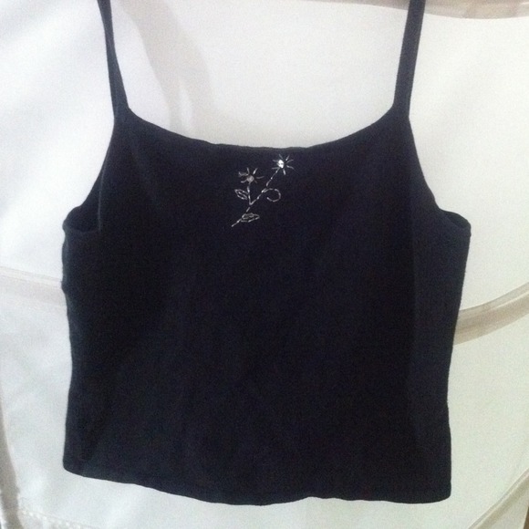 90s Black Tank Top With Silver Detailing