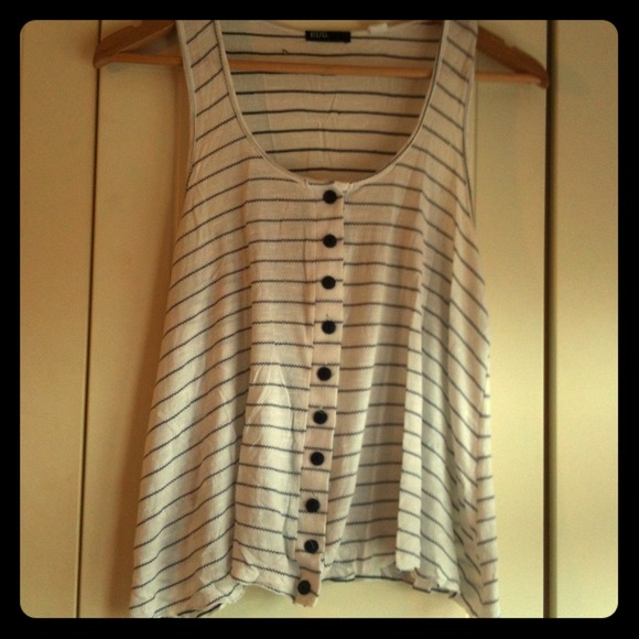 Navy Stripe Tank with Buttons