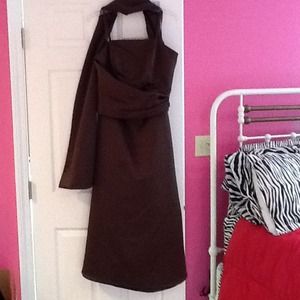 A Mori Lee two piece bridesmaids dress.