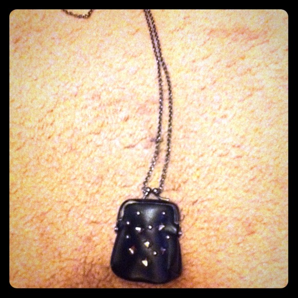 Studded coin purse necklace