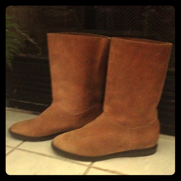 Brown leather boots