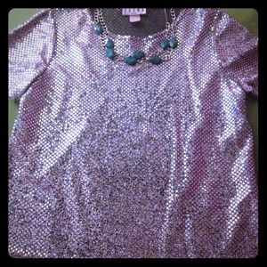 Silver sparkly shirt.