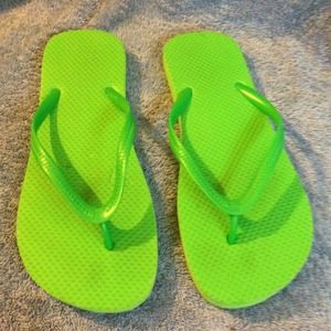 Green flip flops, size 8.