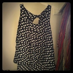 RESERVED High low black and white feather blouse