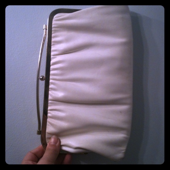 Vintage 60s leather reversible clutch white/navy