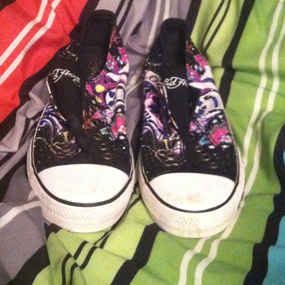 These are a size 7 Ed Hardy shoe.