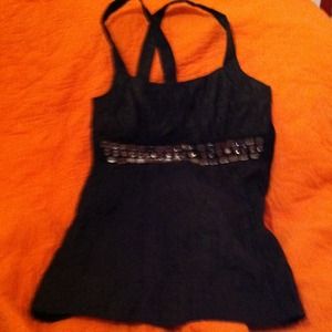 Black vintage tank with gold shimmers