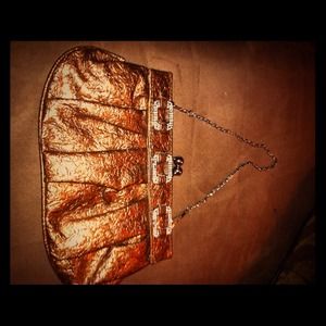A goldish brown handbag