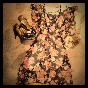 Dresses & Skirts - SOLD** Floral black dress Dresses & Skirts - SOLD** Floral black dress