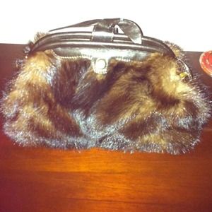 Real mink hand bag