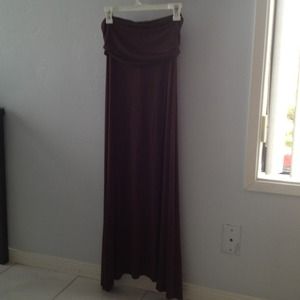 Long brown dress, knot in the back, strapless