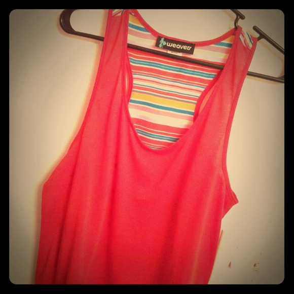 NWOT Orange and Striped Tank