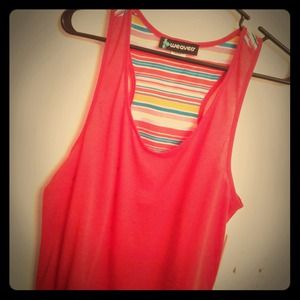 NWOT Orange and Striped Tank