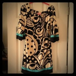 Modern black and cream floral print dress girls 16