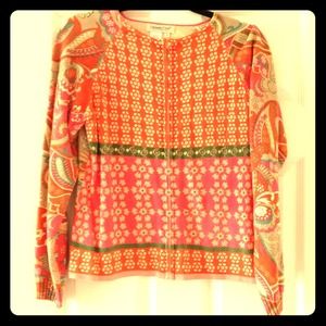 Multicolor zip cardigan size s cool paisley/floral