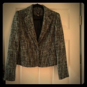Blue tweed one button blazer/jacket
