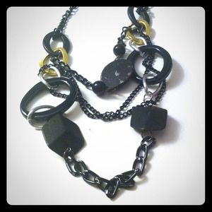 Black Gold and Silver Chain Necklace