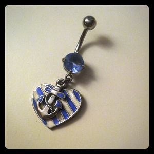 Anchor and Heart Belly Button Ring