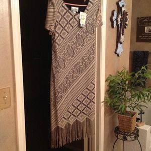 New beige crochet dress  with fringe
