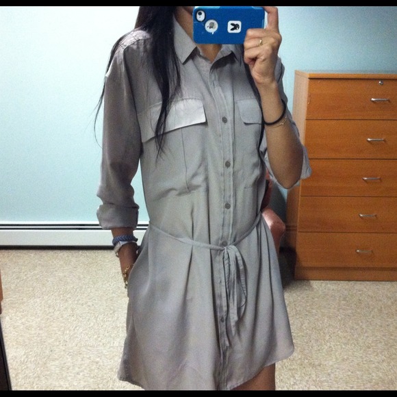 Calvin Klein Dresses & Skirts - **RESERVED** Calvin Klein Silky Taupe Shirt Dress