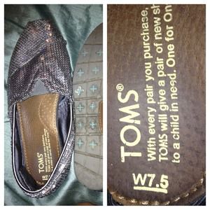 Toms Pewter Sequin Shoes