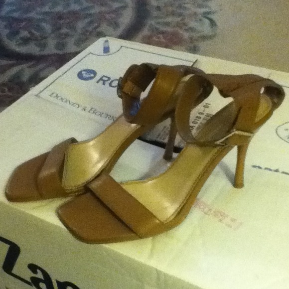 Tan heels with ankle strap