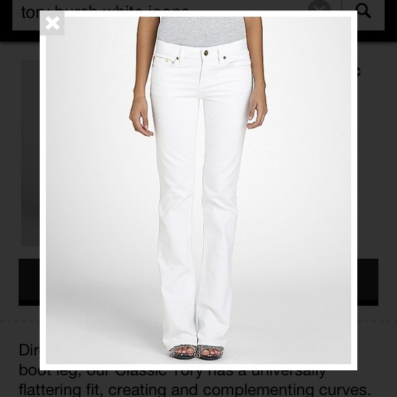 Tory Burch Classic Logo Boot Leg White Jeans