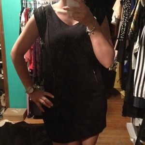 Black zipper body fitting dress