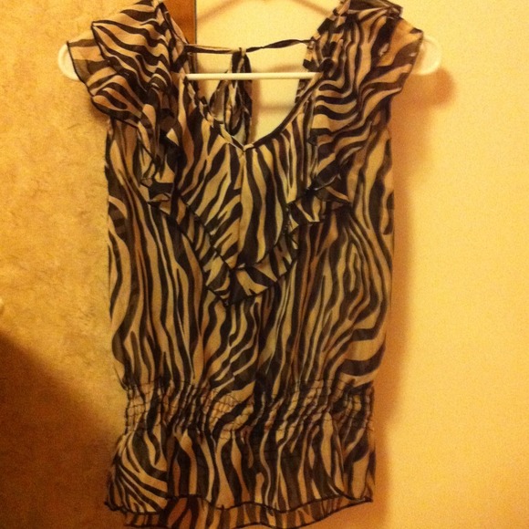 Zebra print blouse (light brown and black)